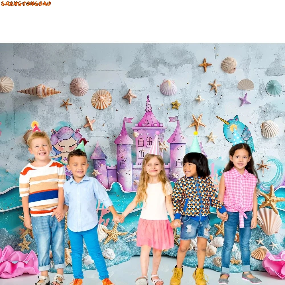 Photography Backdrop Unicorn Castle Princess Girl Adult Photocall Decors Child Birthday Cake Smash Props Background