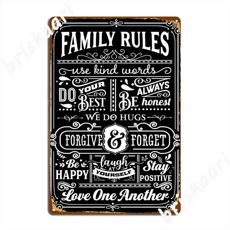 Family Rules Metal Sign Wall Decor Club Bar Classic Cinema Garage Tin Sign Poster