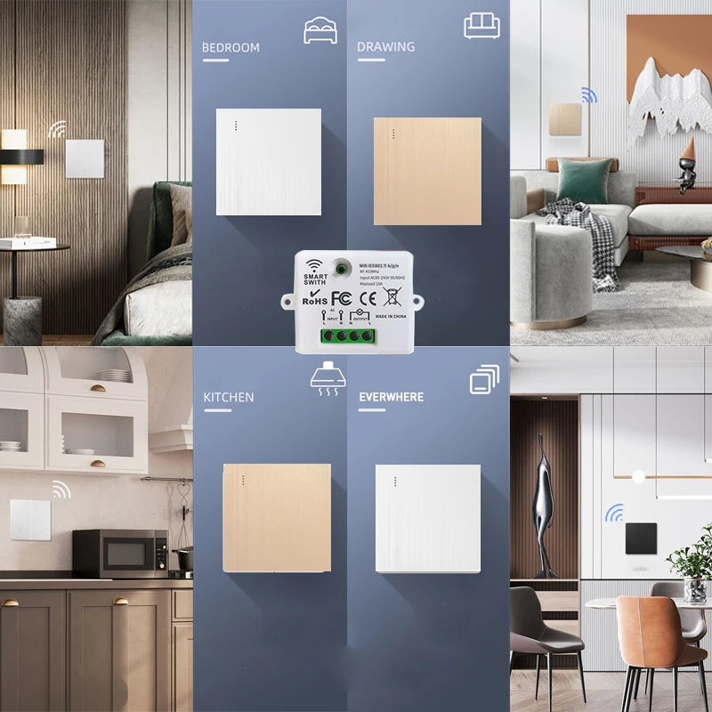 Painel de parede tipo 86 com botão de 1/2/3 canais, controle remoto rf 433mhz para interruptor inteligente rf433, rf433, para casa, ventilador de lâmpada de luz led