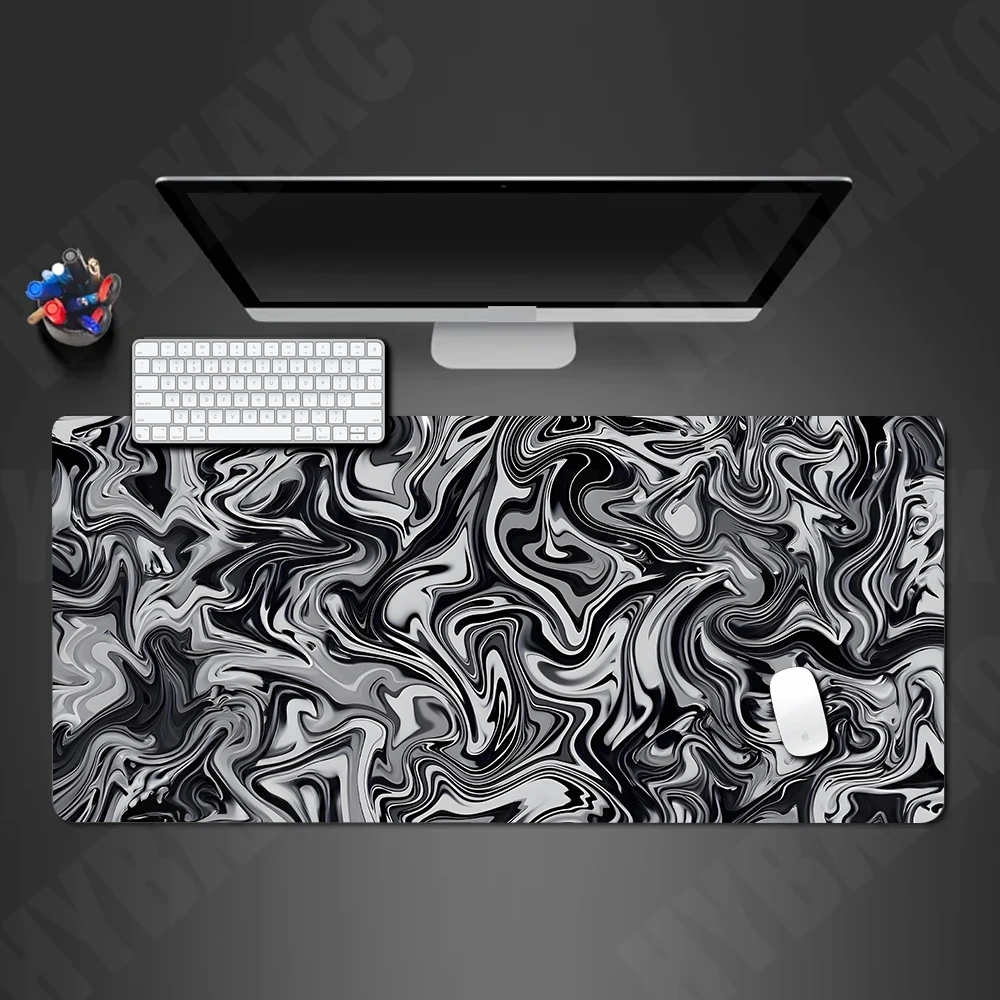 Großes graues Gaming-Mauspad XXL Strata Liquid Deskmat Rutschfestes Gummi-Spiel-Mauspad Computer-Tastaturmatten Big Mousepad Gamer