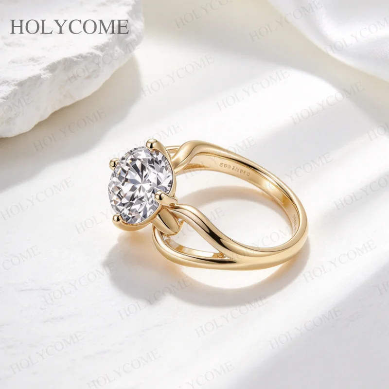 Runder Schliff, D-Farbe, VVS1 Moissanit-Ring, 925er Sterlingsilber-Band, Unisex-Feinschmuck für Männer und Frauen, Geschenk für Jahrestag, Party, Hochzeit – Detail 7