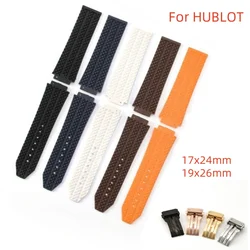 17x24mm 19x26mm Rubber watch strap Stainless steel folding buckle Soft waterproof bracelet for HUBLOT BIG BANG/CLASSIC FUSION