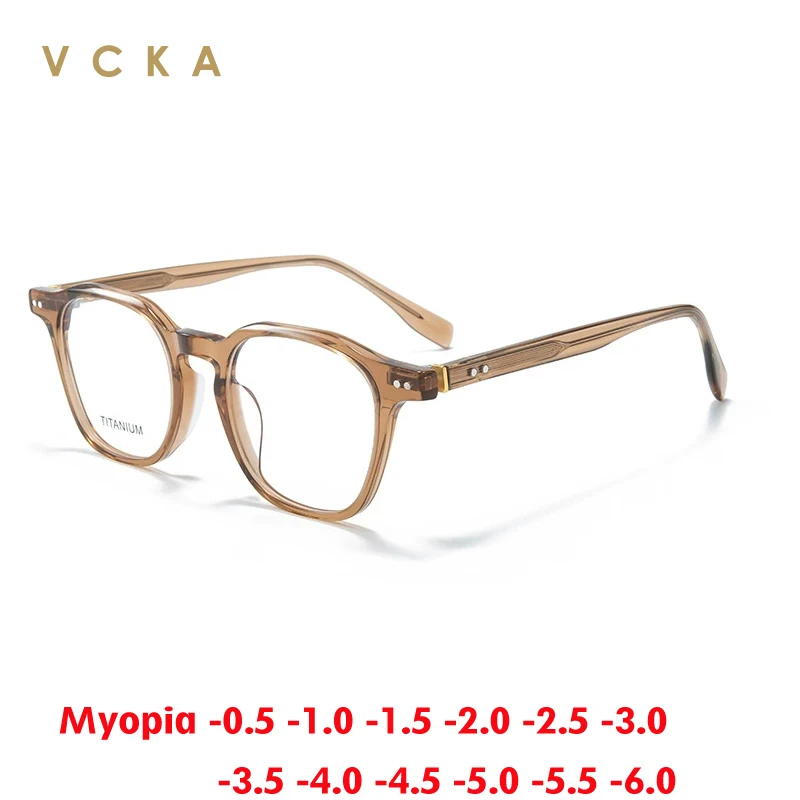 VCKA 2026 جديد ريترو خلات إطار قصر النظر نظارات عالية الجودة النساء الرجال النظارات وصفة طبية مخصصة نظارات-0-50 إلى -6.0 #1