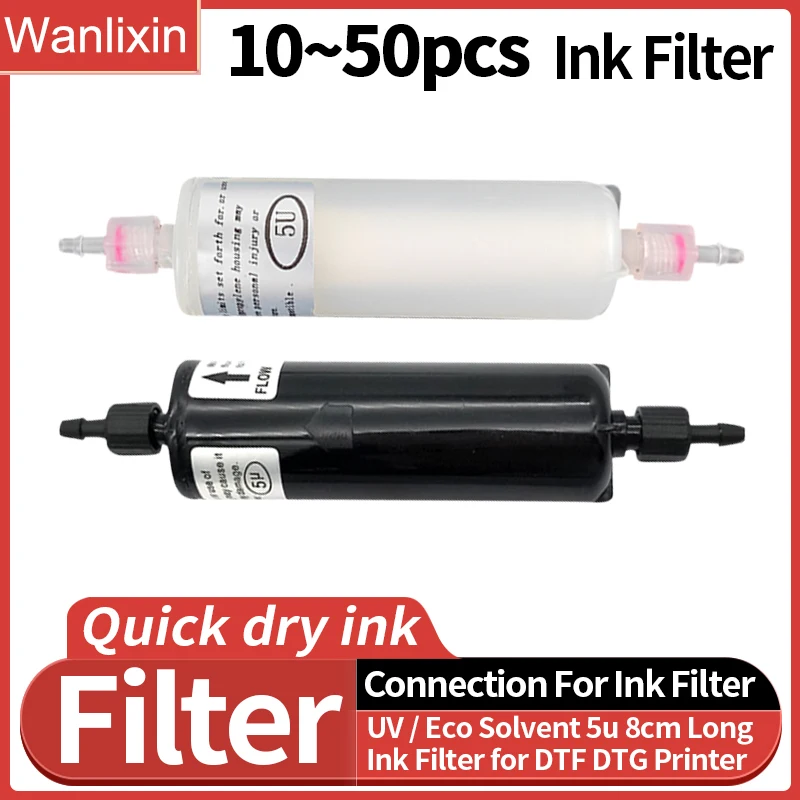 

10 шт ~ 50 шт. УФ-чернила/экосольвентный чернильный фильтр 5u с длинными чернилами для планшетного струйного принтера DTF DTG Flora Gongzheng Infiniti UV 8 см
