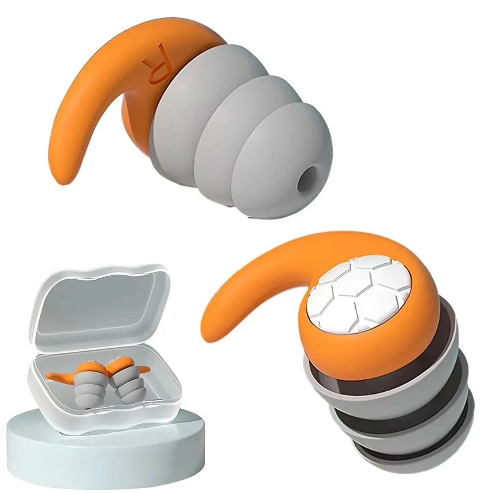 Soft Silicone Noise-Cancelling Earplugs Of Three-Layer Silicone Swimming Sleep Comfortable Water-Proof Earplugs