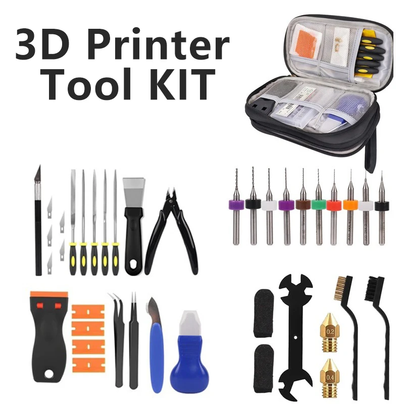 3D Printer Tool Kit 39PCS Maintenance with Nozzle Cleaning Tools, Scraper, Brushes, File Set, Cutter, Knife for FDM SLA Printers