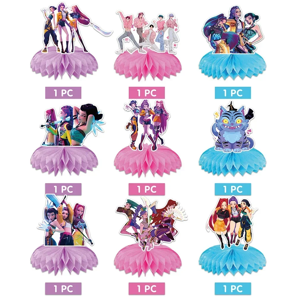 Demon Hunter Anime Figuren Decoraties Kinderverjaardagsfeestje Honingraat Ornamenten Desktop Decoratie Props Gift