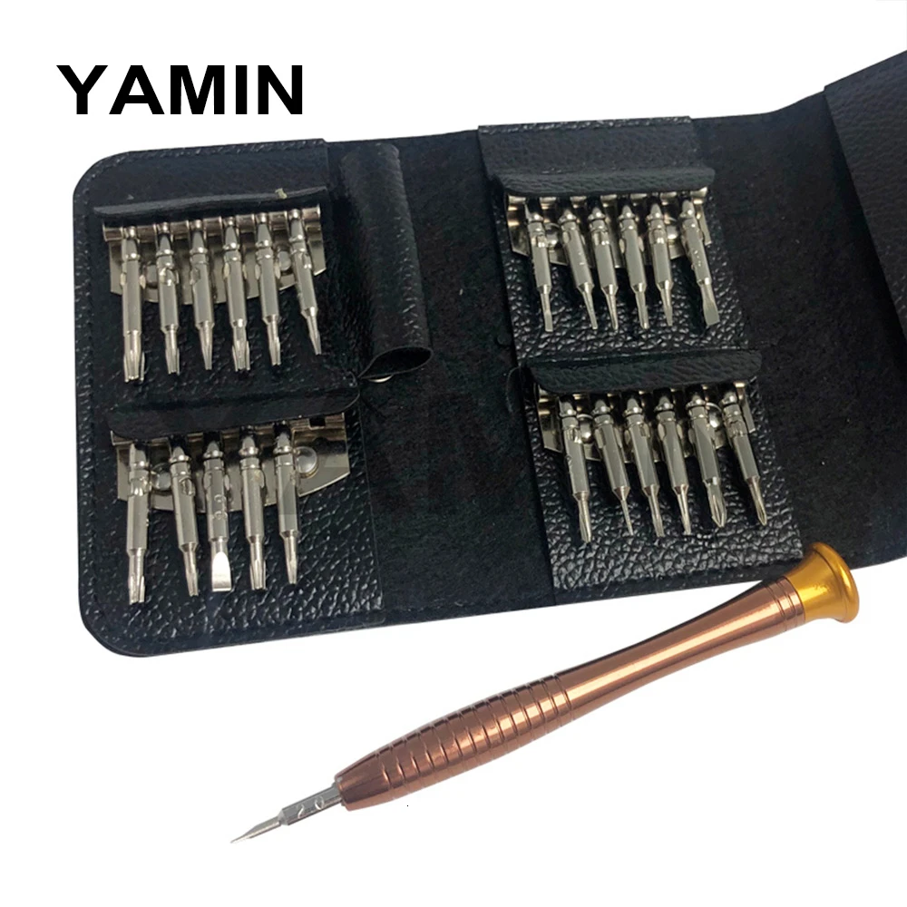 25 In 1 Screwdriver Set With Leather Sheath DIY Manual Operation Dismantle Mechanic Mobile Phone Repair Multi-Function