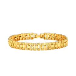 XP Jewelry -- ( 18 cm x 7 mm ) 24 k Yellow Gold Plated Tank Chain Bracelets For Men Women Fashion Jewelry