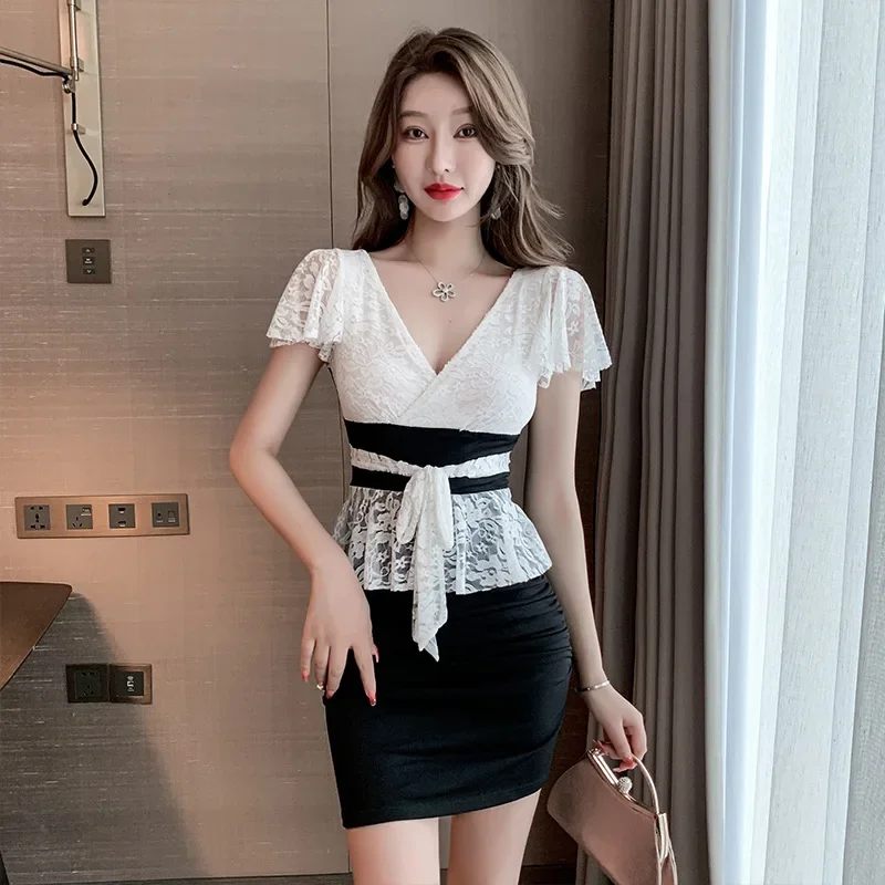 Women Work Clothes Shirt Short Skirt Suit Hotel Waiter Beauty Salon Spa Massage Nail Cafe Foot Bath Technician Overalls Uniform