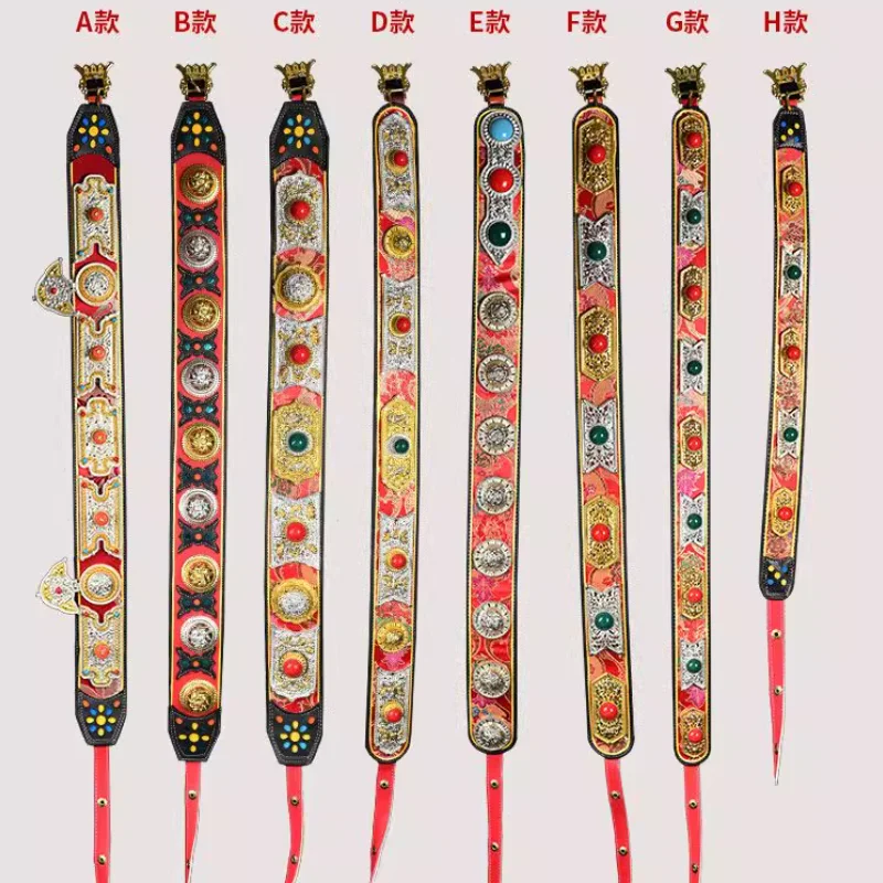 中国チベット合金レザーベルトとチベットローブをステージウエストチェーンと組み合わせた