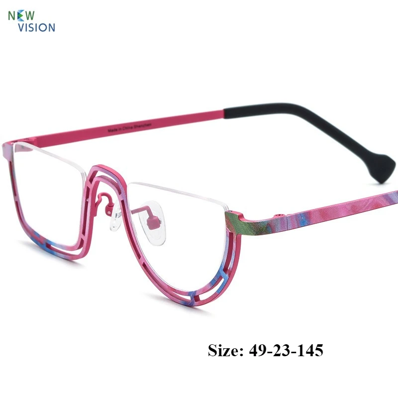 

2025 Pure Titanium Glasses Frame Men Women Square Pink Half Frame Eyeglass Fashion Personalized Support Myopia Prescription Lens