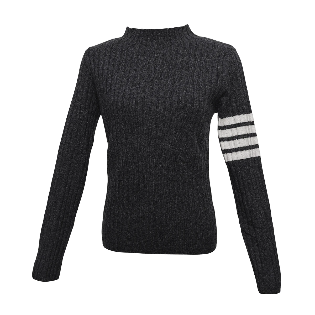 Z694 Mid-collar pit strip 100% cashmere long-sleeved comfort knit pullover