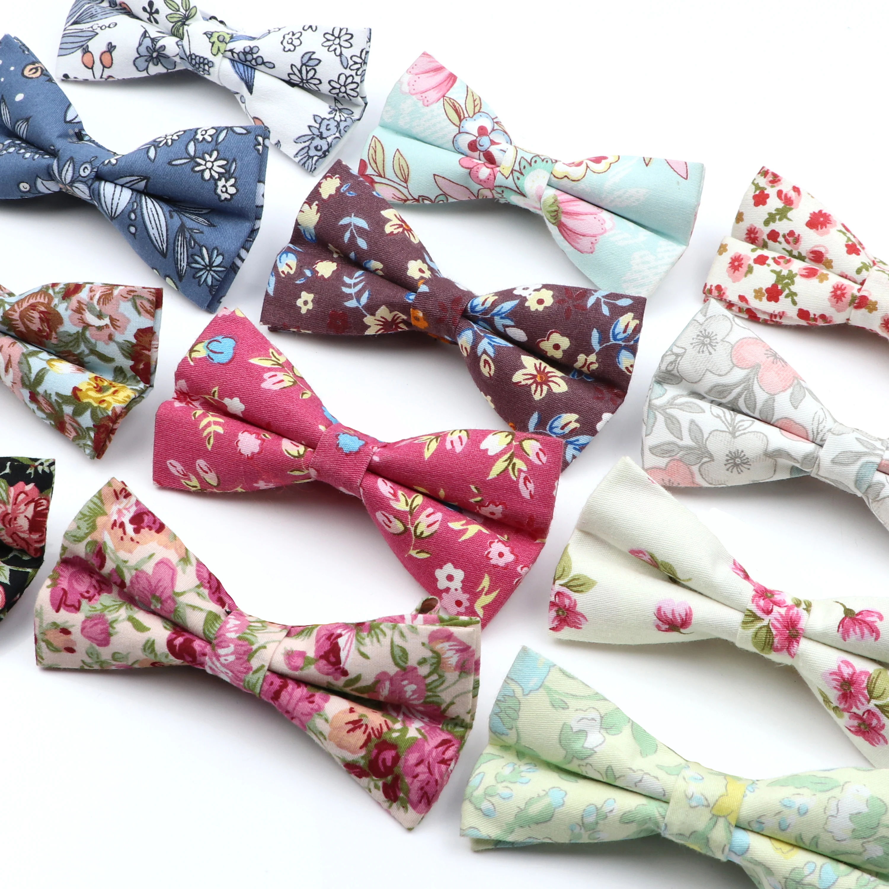 Men's Adjustable Vintage Floral Printed Bowtie 100% Cotton Soft Butterfly Panda Flower Pattern Groom Prom Party Accessories Gift