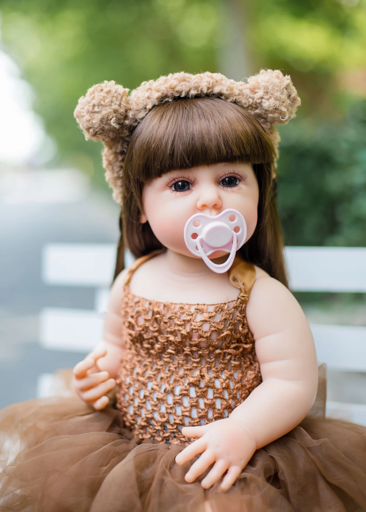 New style Summer Bear Doll Eating Fingers 22inch Girl For Children's Toy Birthday and Children's Day Gift