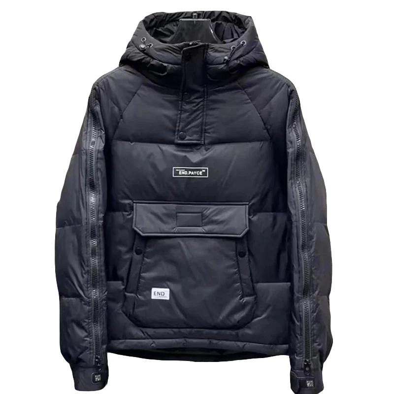 

Winter Thiened Zipper Workwear down Cotton Jaet Men's Hooded ort Coat Couple Matching Pullover Cotton Clothes