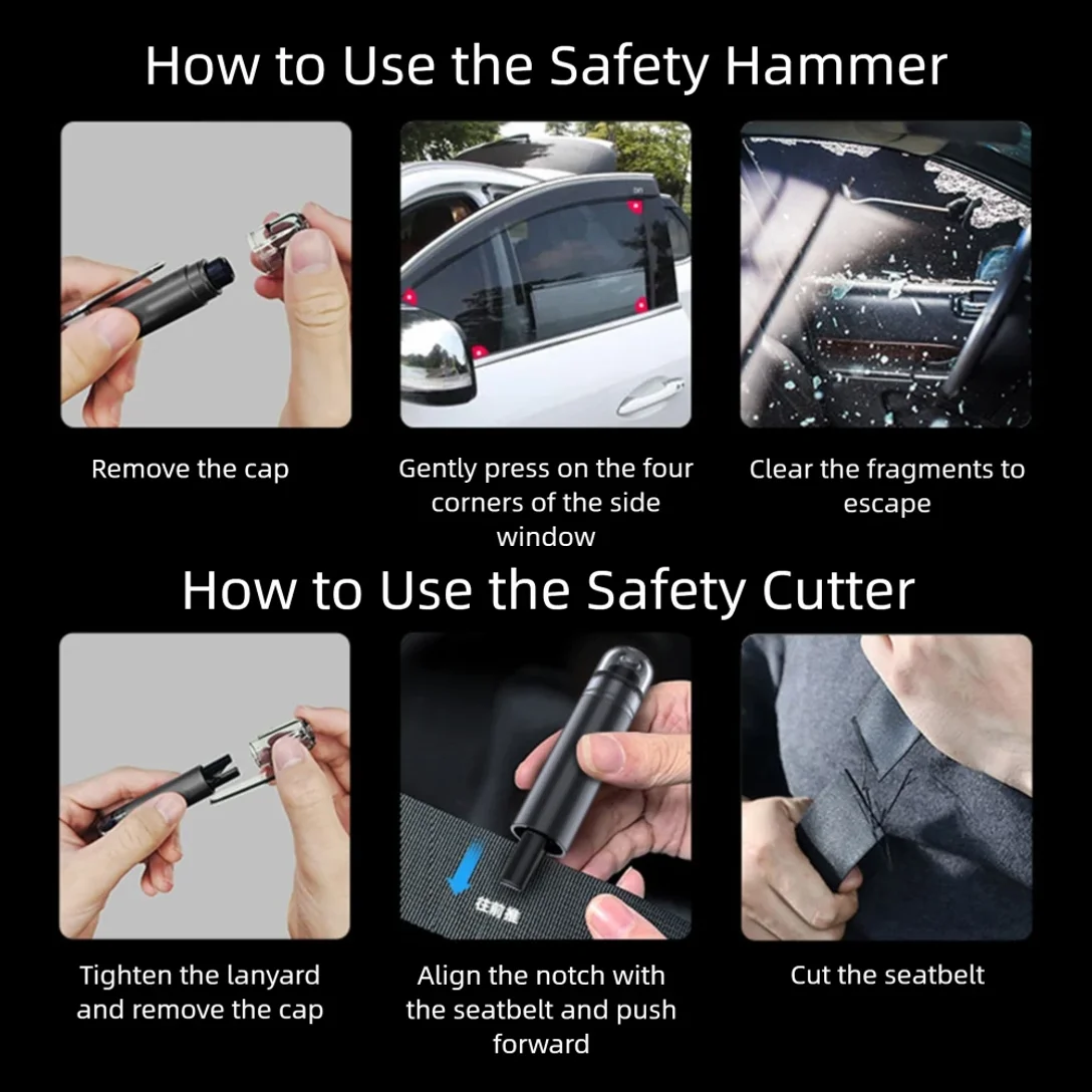 2 In 1 Car Window Breaker Seats Belt Cutter,Upgraded Safe-Hammer Glass Breaker Seatbelt Cutter Emergency Escape Tool view 5