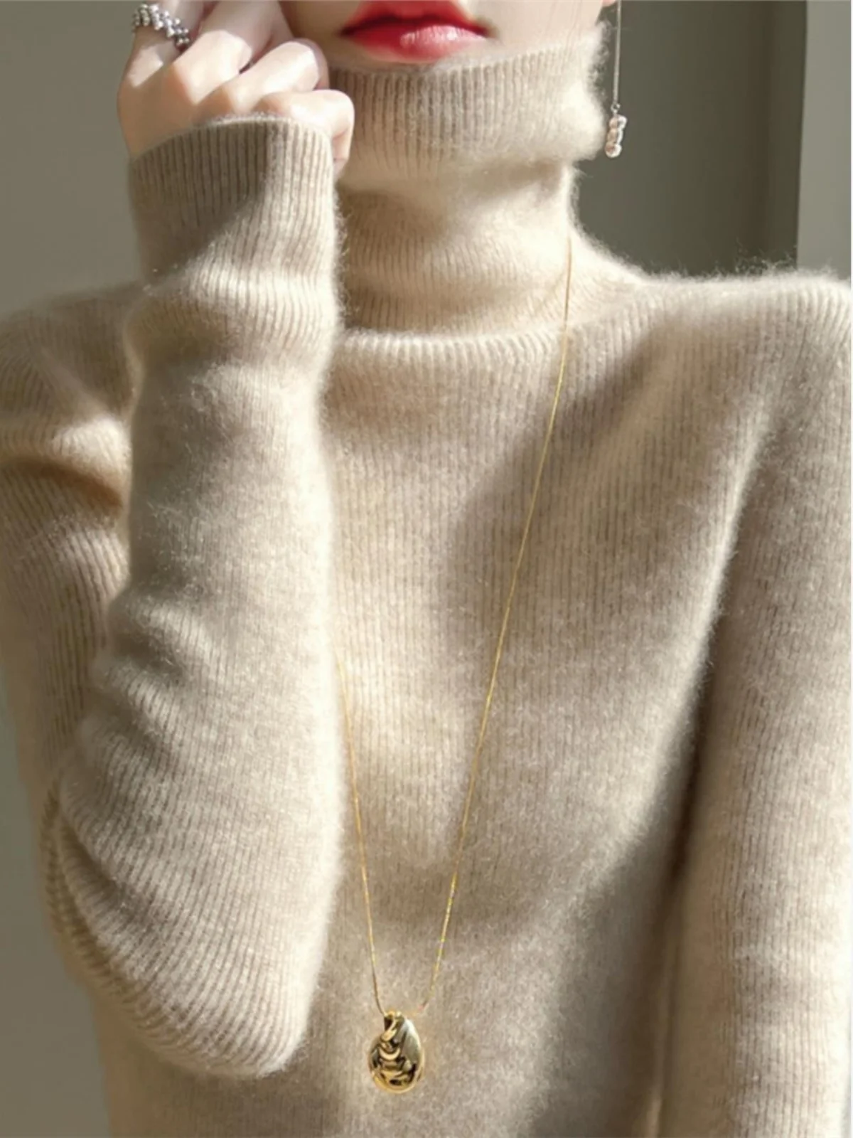 

Pure Wool High Collar Knitwear Sweater Autumn Winter New Sle Slim Fit Overcoat ible Faionable Korean Sle Long Sve