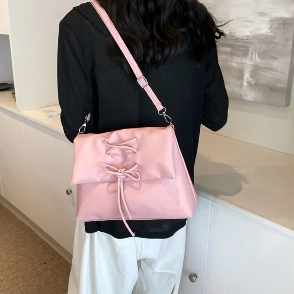 

Fashion Sweet Bandage Bowknot Bag Korean Style Soft Leather Bow Messenger bag Commuting Tote Bag Bow Shoulder Bag Girl