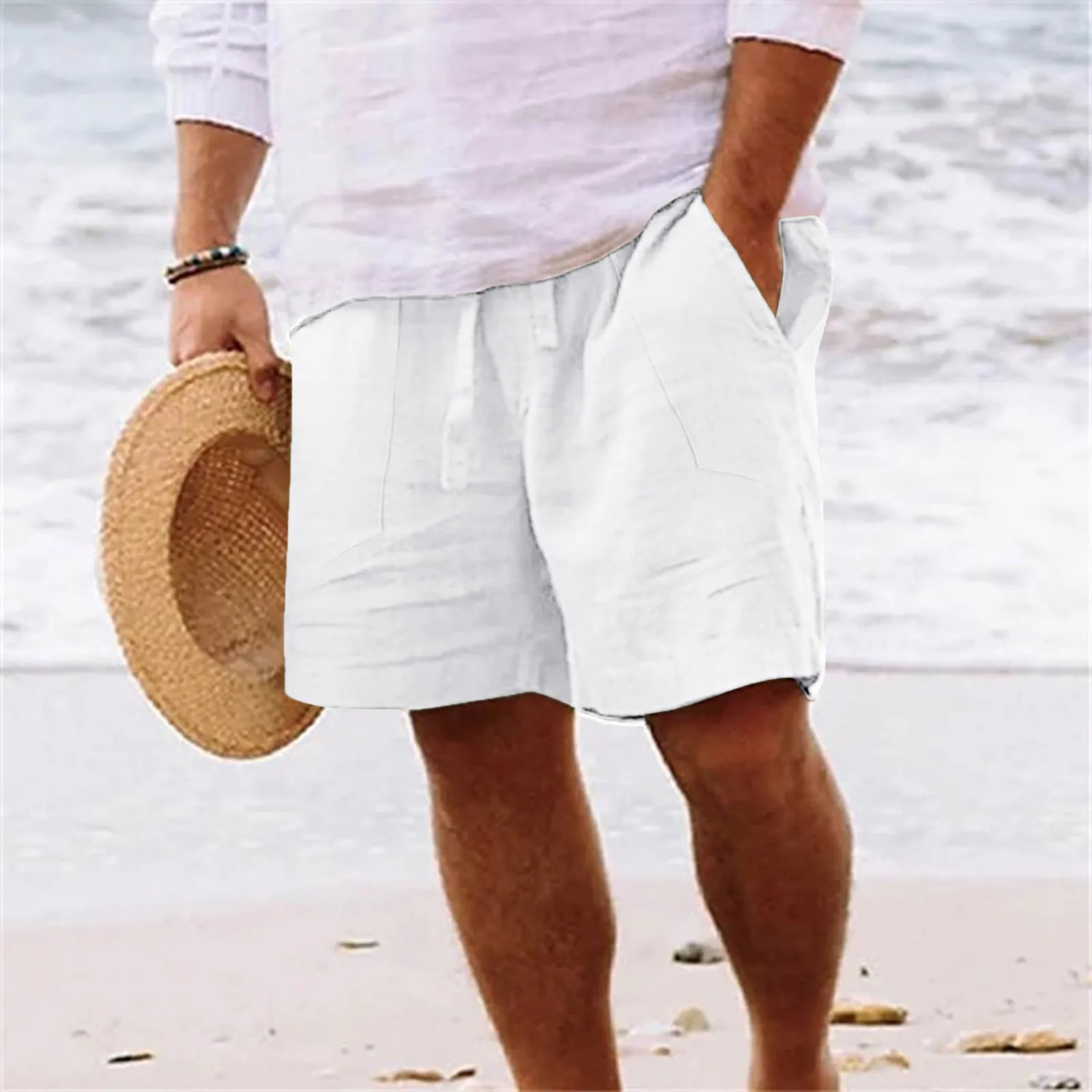 

Шорты мужские из искусственного хлопка и льна, свободные штаны, удобные модные праздничные наряды для отпуска, летние шорты