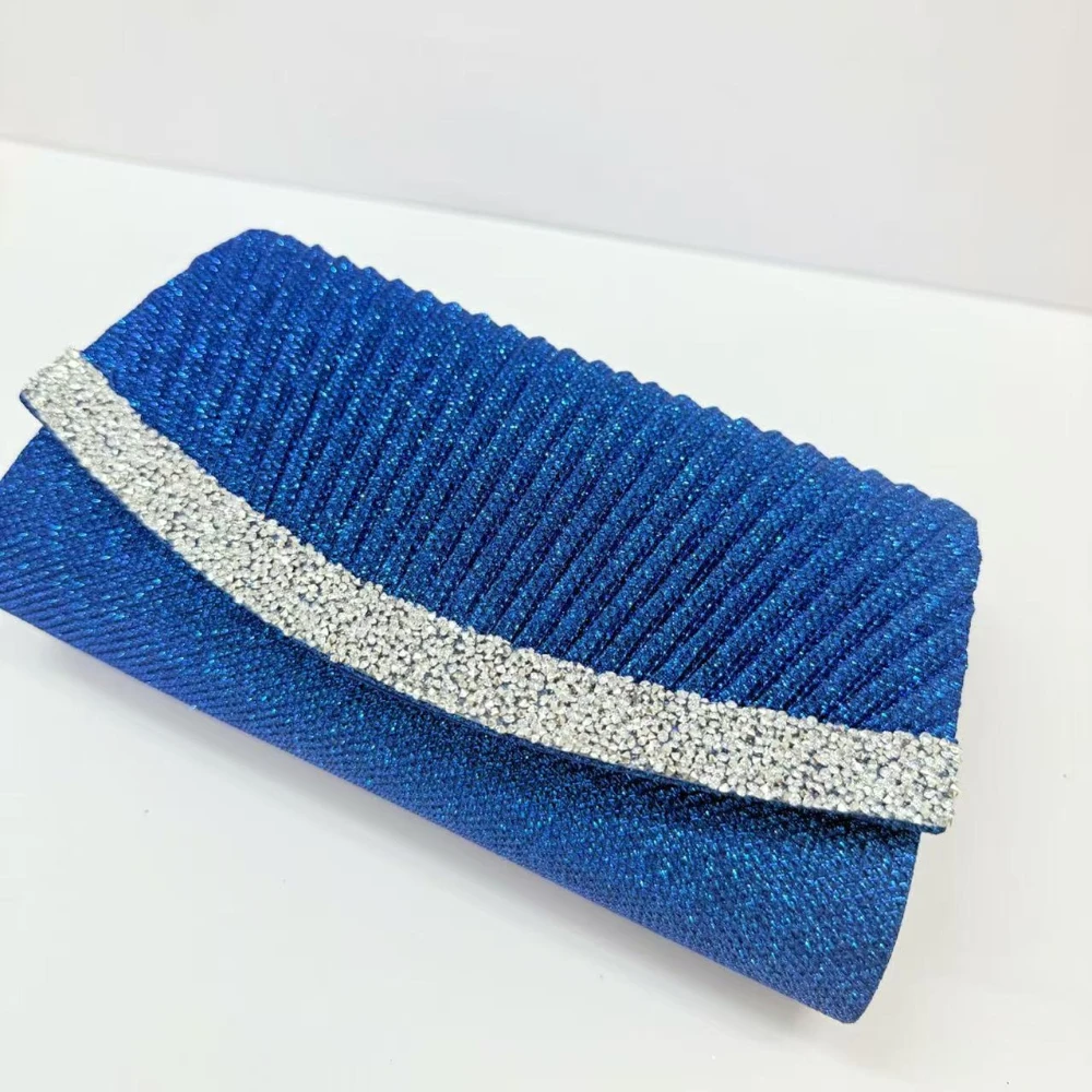 

Sparkling Rhinestone Envelope Clutch Pleated Evening Purse for Women Wedding Party Formal Occasion Dinner Bag