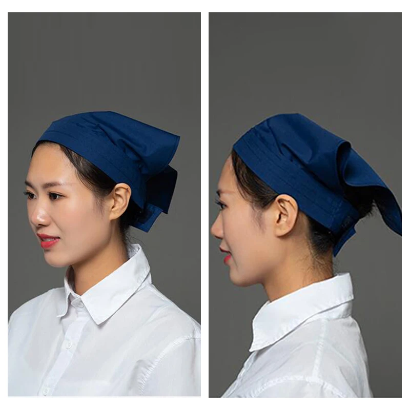 Women Chef Hat Kitchen Triangle Headscarf Restaurant Cafe Waiter Caps Cooking BBQ Kerchief Food Service Work Uniform Cap