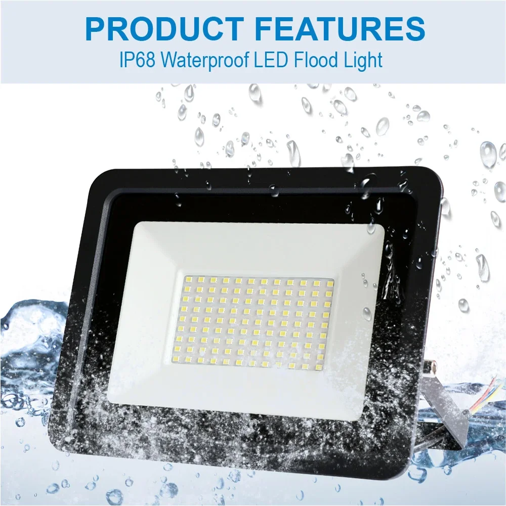 Reflector LED impermeable para exteriores, lámpara de pared para garaje, 10W, 20W, 30W, 50W, 100W, CA de 220V, IP68