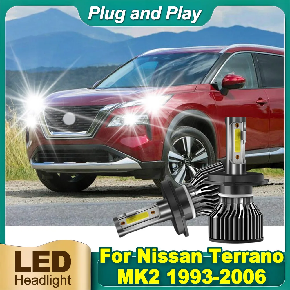 

2PCS H4 High Low Beam LED Headlight 6000K White Super Bright 120W 20000LM For Nissan Terrano MK2 1993-2006 Canbus Car Light