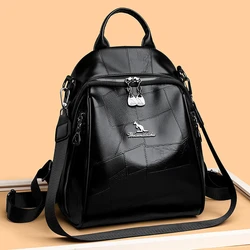 Leather Women's Backpack Fashion School Bag For Teenagers Girls Casual Travel Back Pack Multi Function Shoulder Bags Mochila Sac