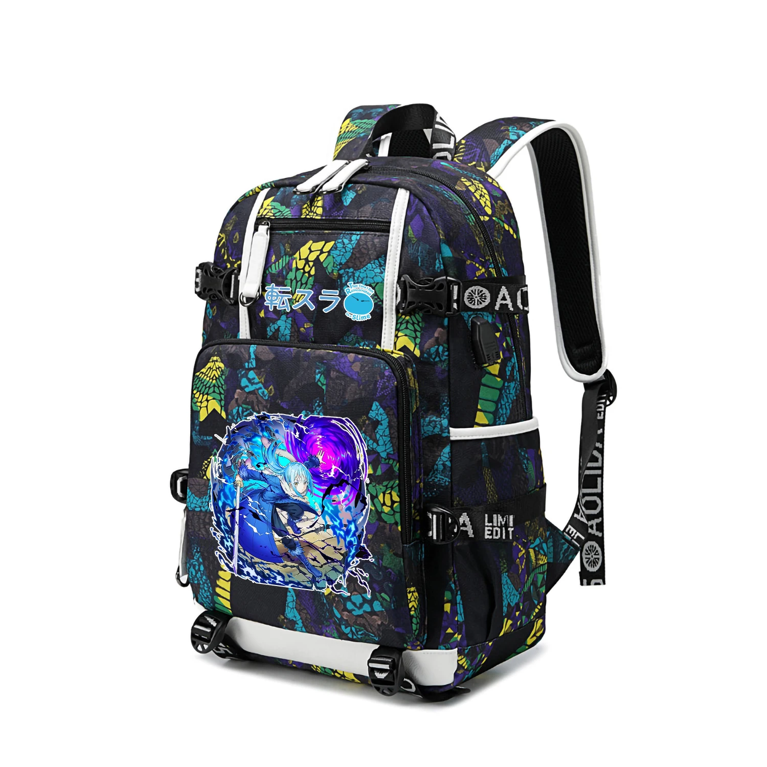 That Time I Got Reincarnated as a Slime Boys Bookbag Large Travel Backpack USB Charging Laptop Backpack Oxford Girls School Bags