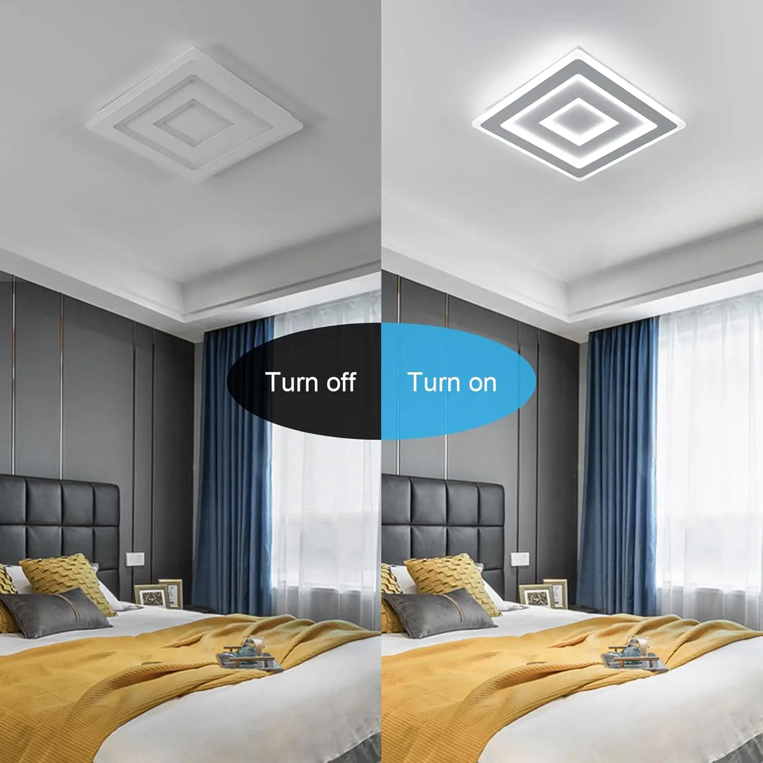 Moderne quadratische LED-Deckenleuchte, 42 W, Acryllampe, 6500 K, kaltweiße Beleuchtung für Schlafzimmer, Wohnzimmer, Flur, Badezimmer – Detail 5