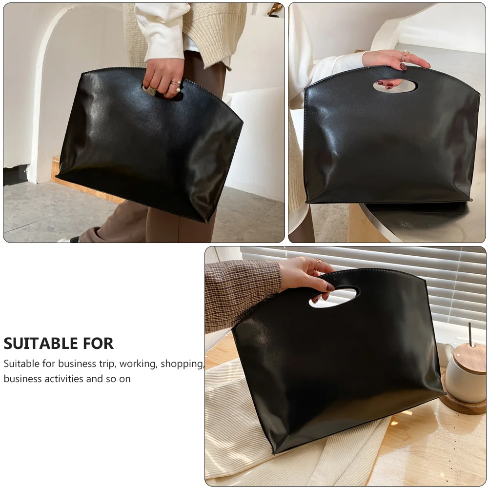 1 قطعة حقيبة بولي يوريثان كلاسيكية بسيطة الأعمال الملحق حالة سعة كبيرة محمول محمول منظم الملفات حقيبة يد الموضة