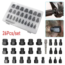 26Pcs/Case Damaged Screw Extractor Impact Bolt & Nut Remover Drill Stripped Single Head Broken Disassemble Bolt Demolition Tools