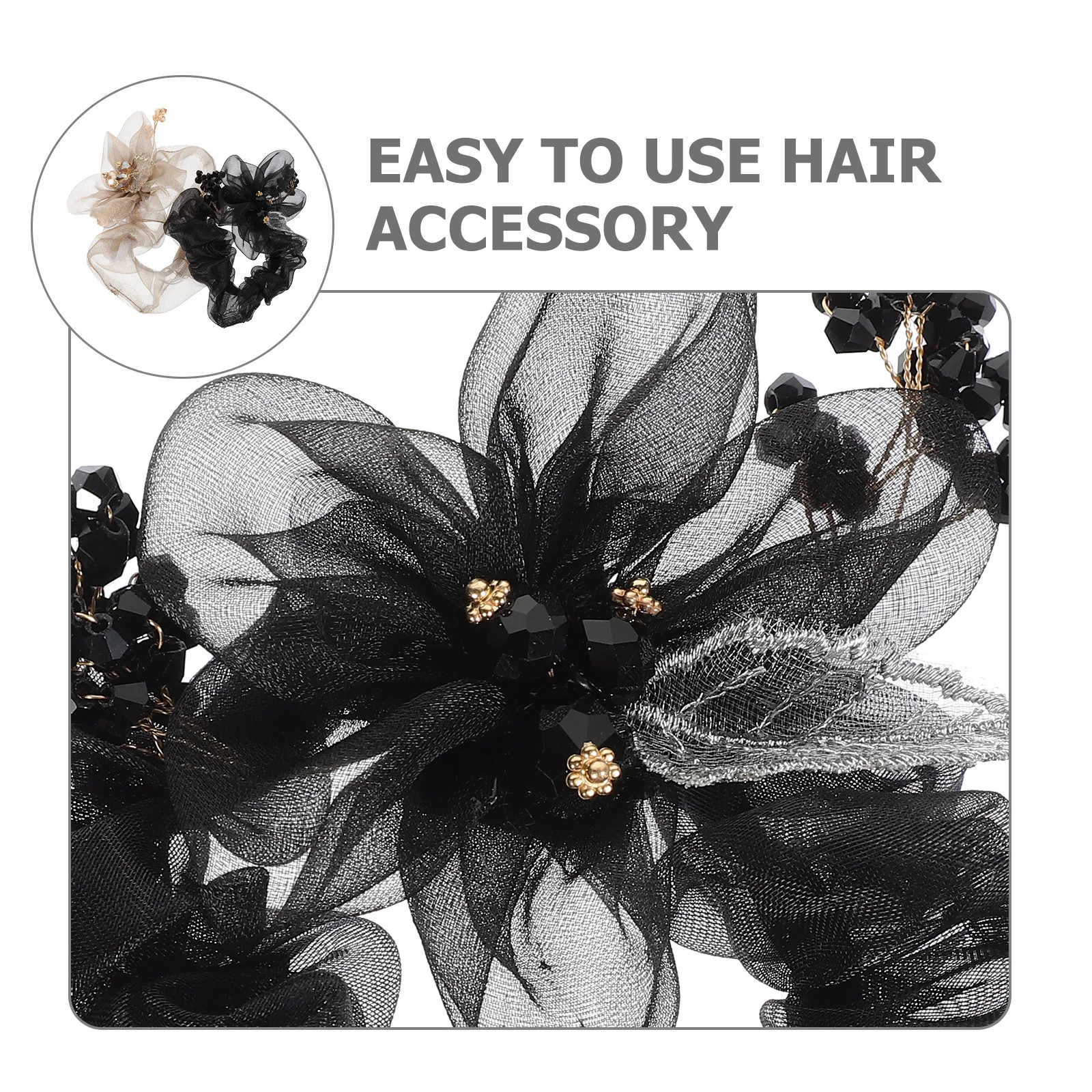 

2Pcs Hair Scrunchies Women Hair Ties Organza Elastic Lightweight Comfortable Bun Holders for Girls Bun Holders