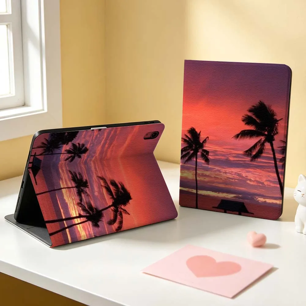 Sunset Coconut Tree Pen Tray For Apple iPad Pro Mini A16 A17 A14 4 5 6 7 6th 12th Gen 9.7 12.9 11 13 M4 inch Tablet Case