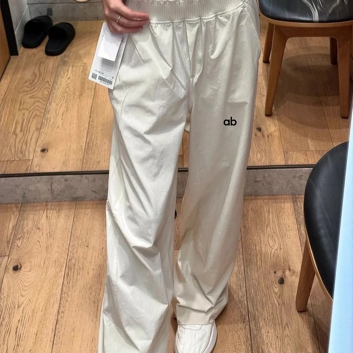 Women Summer High Waist Straight Wide Leg Sweatpants Ruched Bloom Pants Lightweight Breathable Casual Sports Trousers