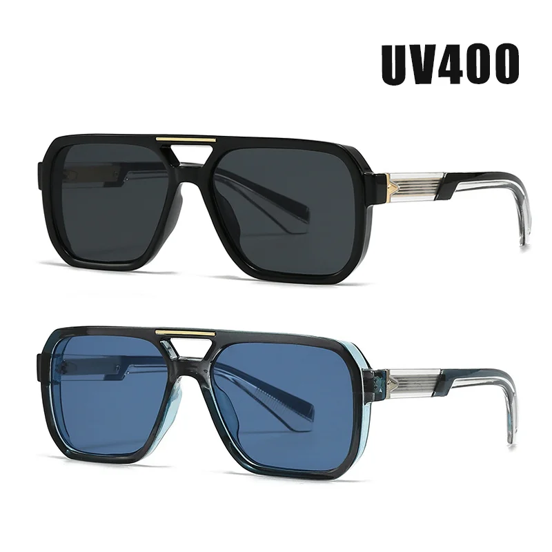 

Women's Double-Bridge Sunglasses Fashionable Unisex Square-Frame UV-Protective Eyewear Trendy Street-Style Retro Sun Glasses