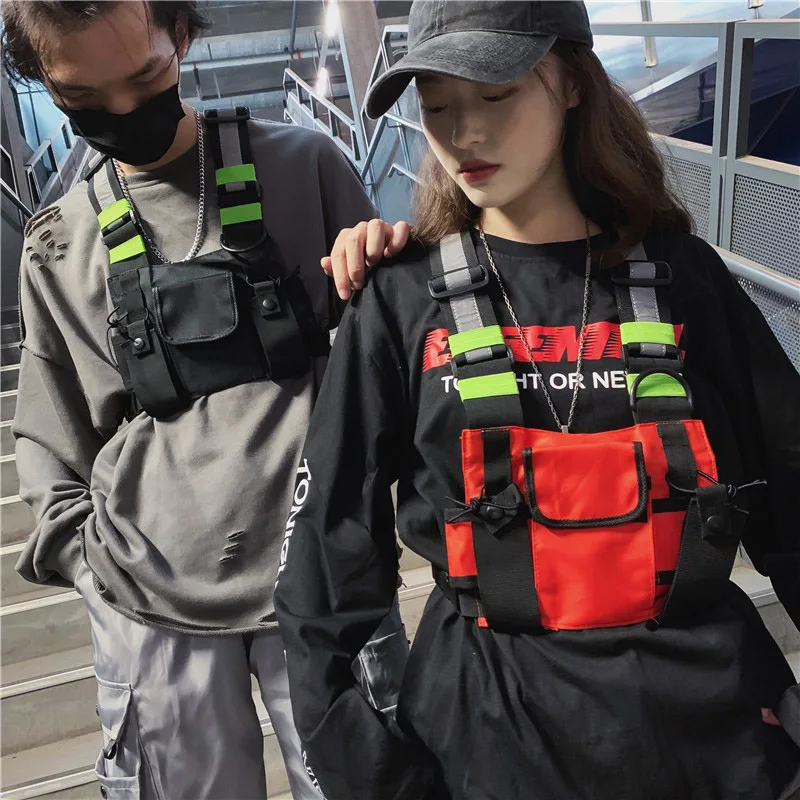 Hip-hop Streetwear Unisex Chest Rig Bag High Quality Nylon Chest Bags sports Vest clothing Multi-function Tactical Vest Backpack