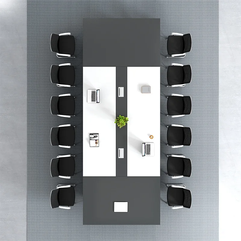 طاولة مؤتمرات بسيطة وحديثة وطاولة طويلة وطاولة مكتب وكرسي مجموعة أثاث مكتبي للتدريب كبير #4