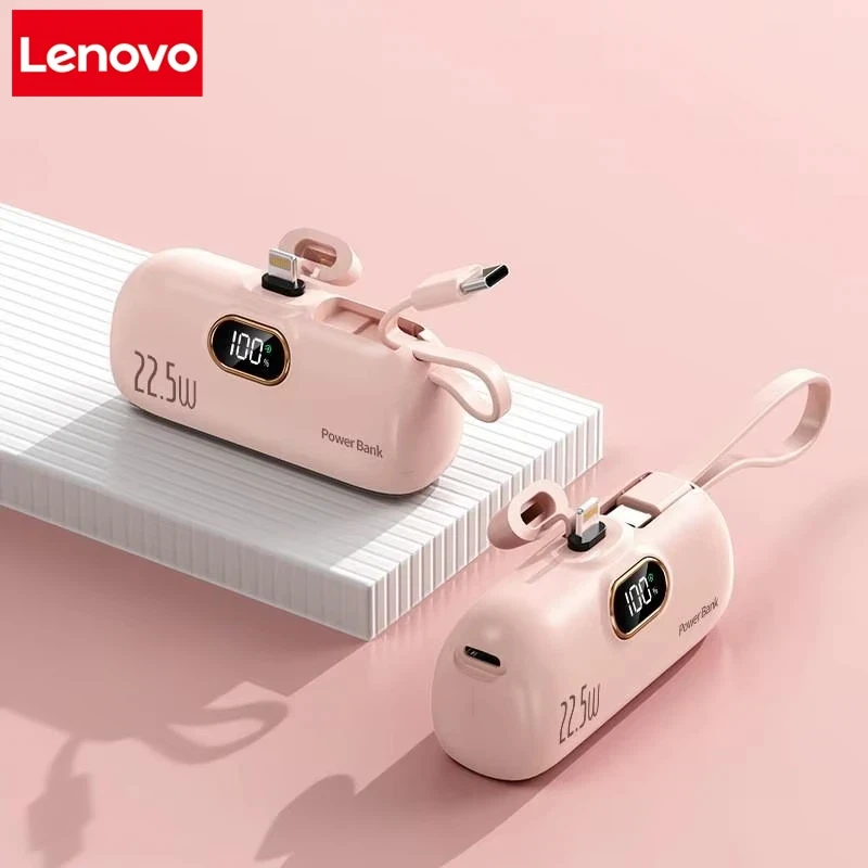 Lenovo Praktische Mini-Powerbank 30000 mAh, tragbar, schnelles Aufladen, geeignet für iPhone 16 15 14 Samsung Xiaomi Externer Akku 4