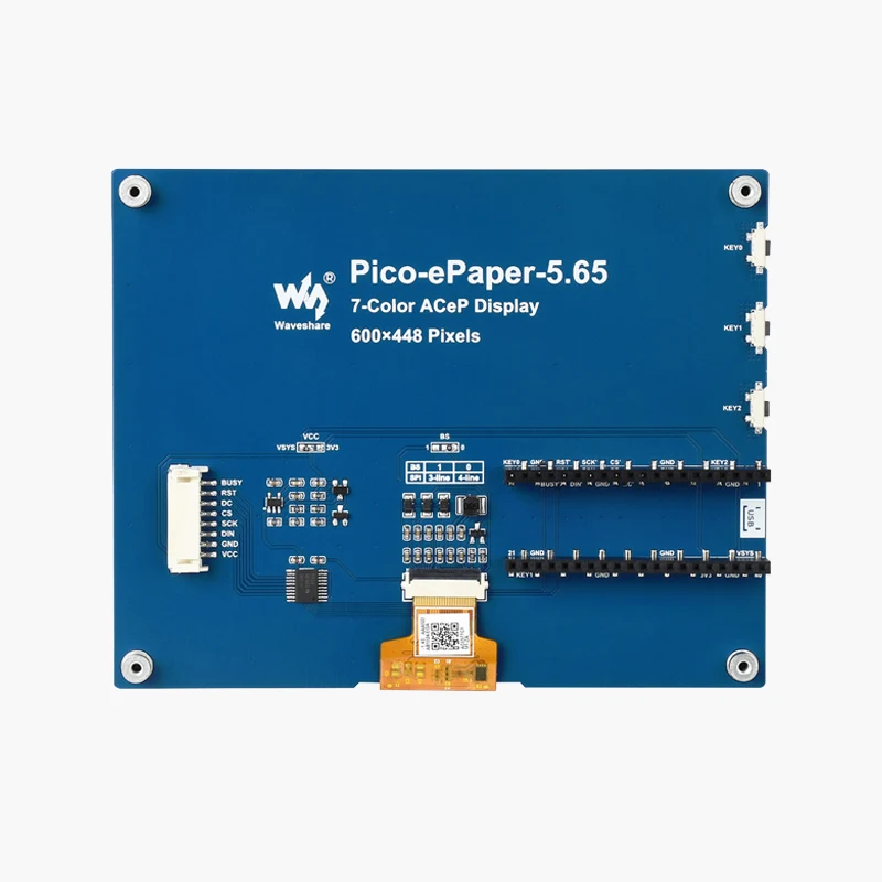 Pico-ePaper-5.65 5.65inch Colorful e-Paper E-Ink Display Module for Raspberry Pi Pico, 600×448 Pixels, ACeP 7-Color