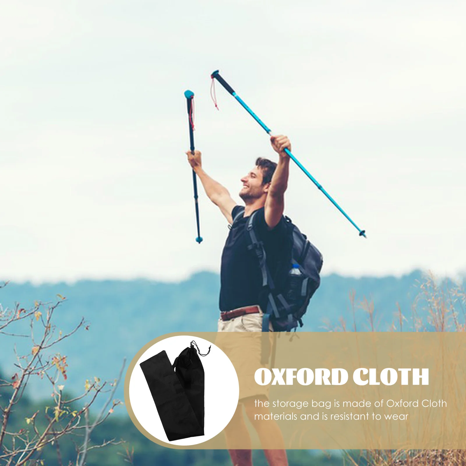 Bolsa Impermeable para Bastones de Trekking, Material Oxford Resistente, Gran Capacidad, Bolsa de Transporte para Bastones de Caminata, Acceso Rápido para Senderismo
