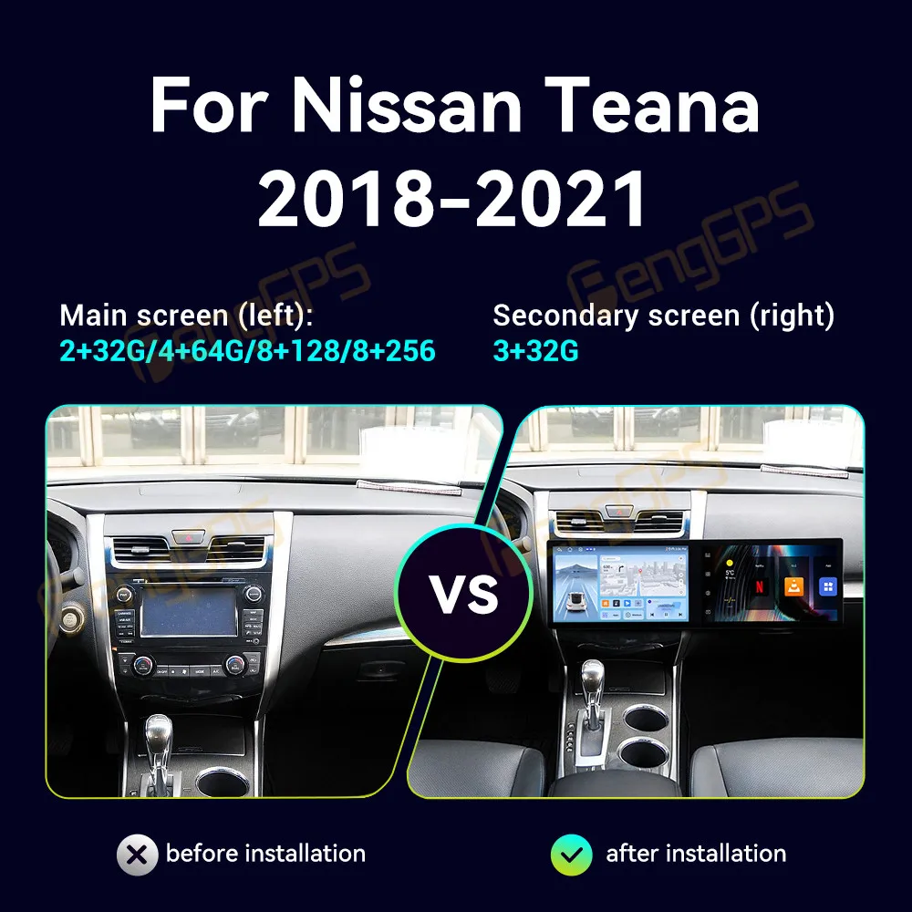 

Android 14 Dual Screen Multimedia DVD Player For Nissan Teana 2018-2021 Car Radio GPS Navi Carplay Auto Stereo Touch Screen Host