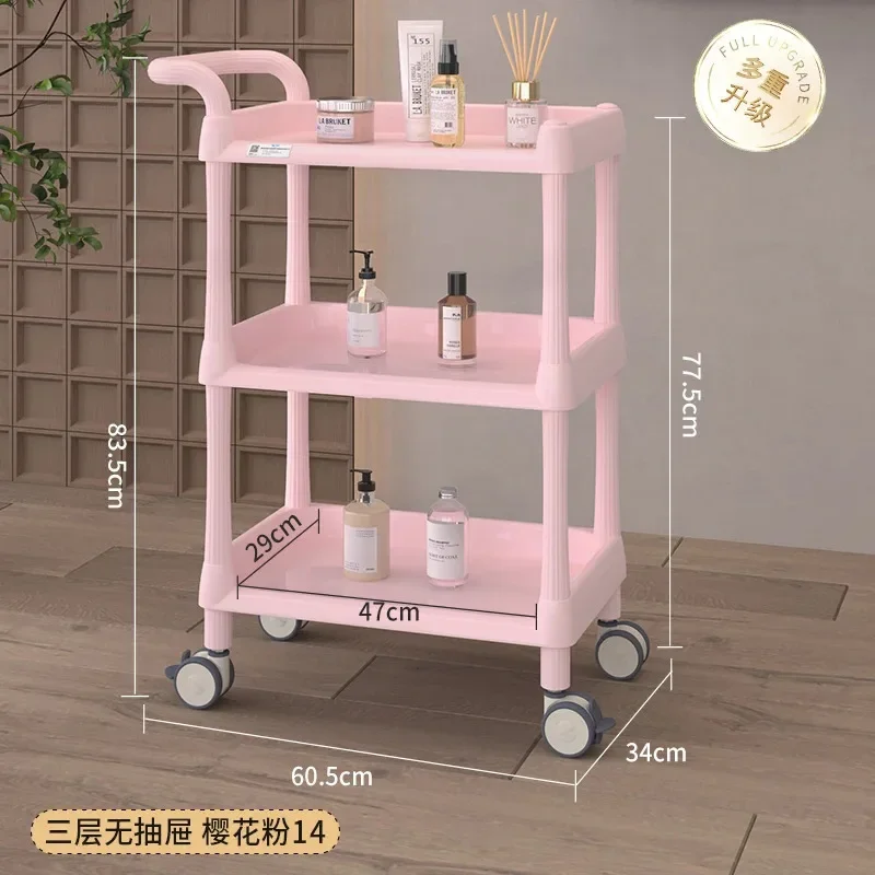 Carro de peluquería de almacenamiento rosa, carrito auxiliar multifunción estético para salón de belleza, Carrello Attrezzi, muebles de Spa MQ50TC