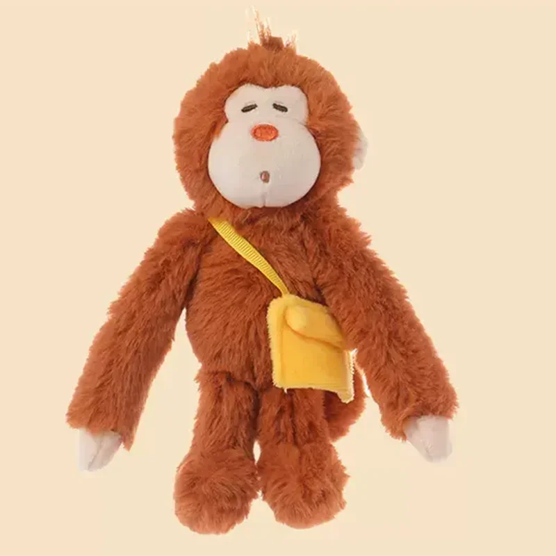 Série Miniso-Malou Brinquedos de pelúcia para meninas, pingente de macaco de mão longa, mini sacola de banana, personalidade divertida, presentes de aniversário surpresa