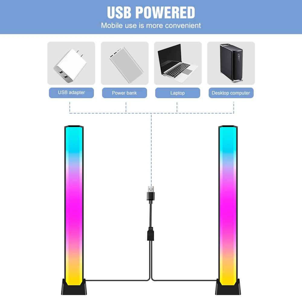 RGB Sound Control Light LED Light Atmosphere Night Light USB Sound Control lLight Bar Music Pickup Lamp Room TV Holiday Decorati
