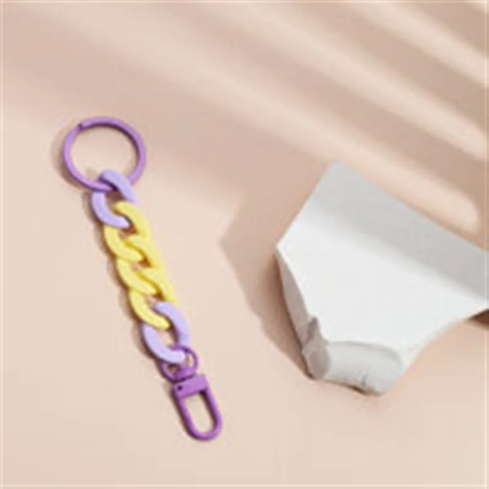 Matte Acrylic Chunky Chain Keychain Macaroon Color Candy Color Bag Charm Lightweight Detachable Clasp Wrist Lanyard Purse Decor