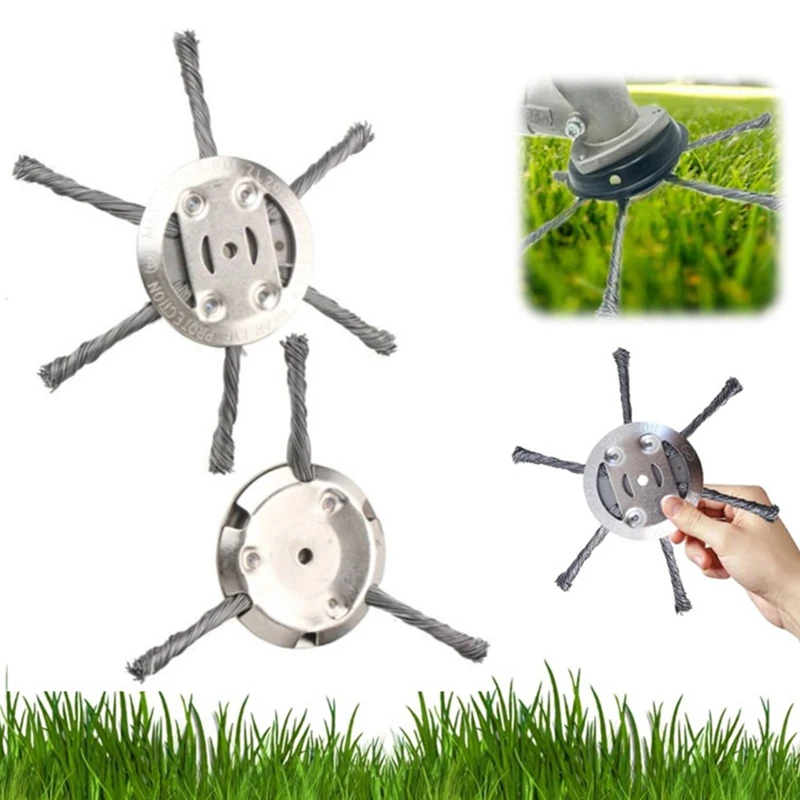 

2PCS 6inch Steel Wire Wheel Head Grass Trimmer Head Universal Weed Brush Fit Straight Shaft Brushcutter Removal Moss Rust