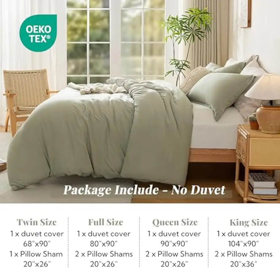 Ensemble de housse de couette en microfibre délavée super douce avec fermeture éclair et attaches d'angle, 3 pièces King Size