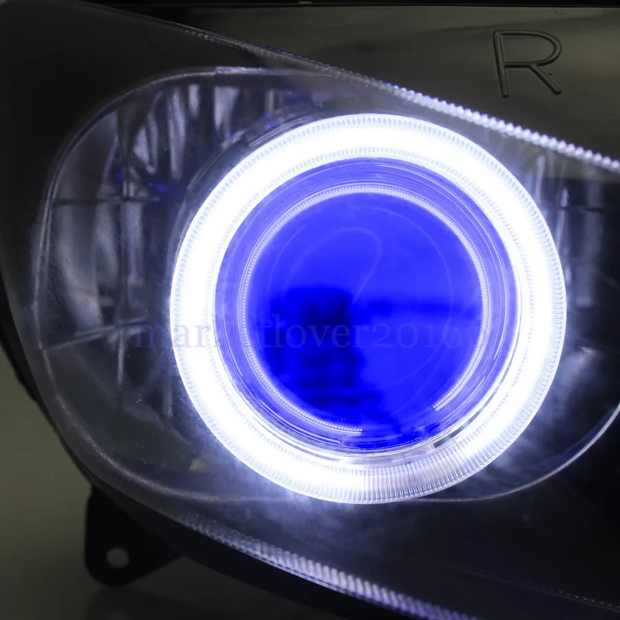 For Yamaha YZF R1 2000-2001 Motorcycle Front Headlight Assembly Hi/Lo Beam HID Projector Blue Angel Eyes Head Lamp Accessories